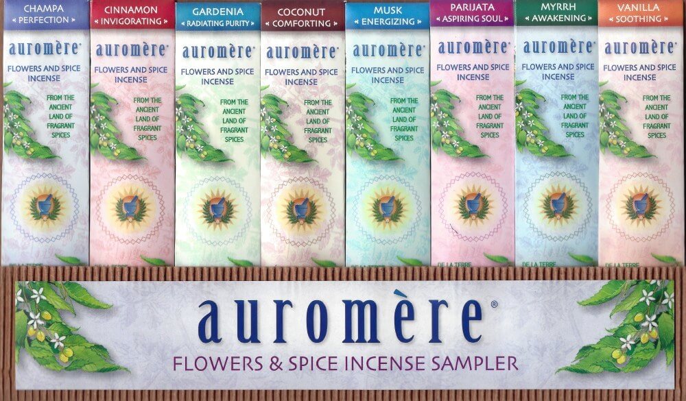 Auromere, 꽃과 향신료 향 샘플 팩, 8 pc