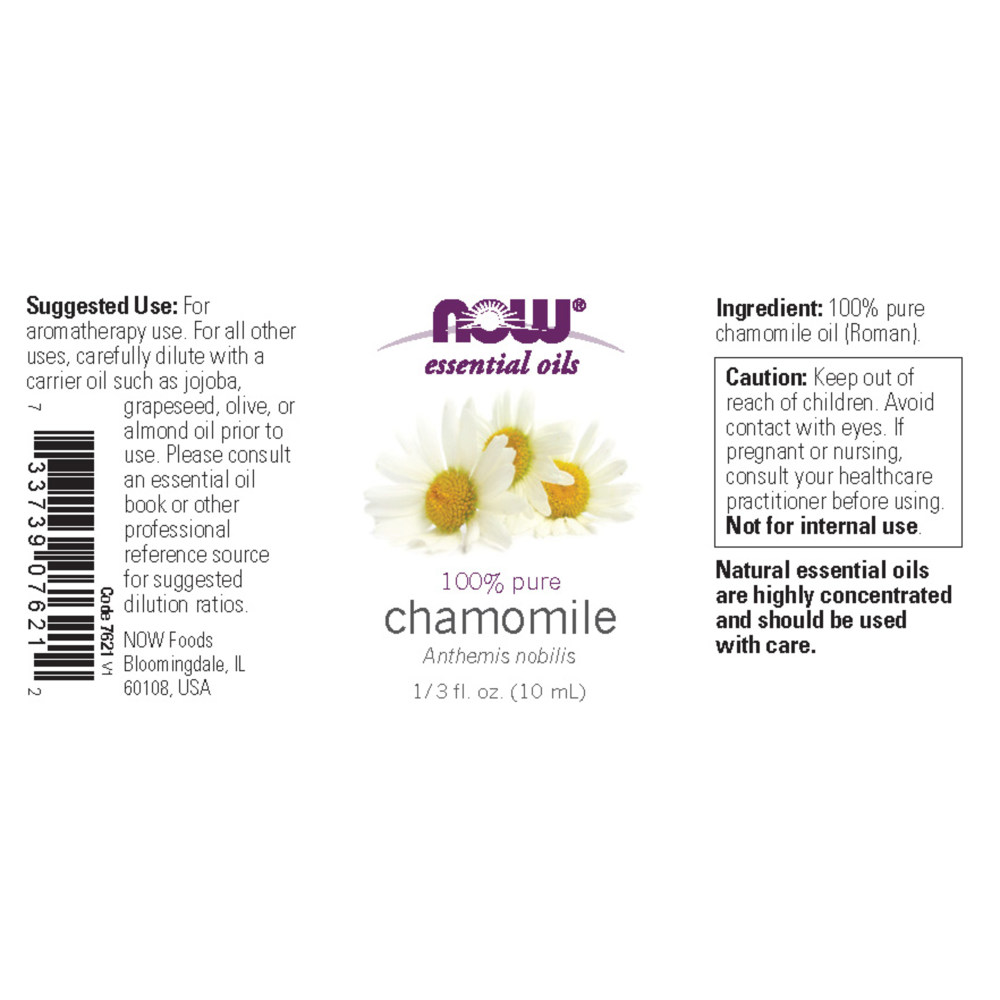 나우 Now, 100% 퓨어, 카모마일 에센셜 오일, 1/3 fl oz (10 ml)