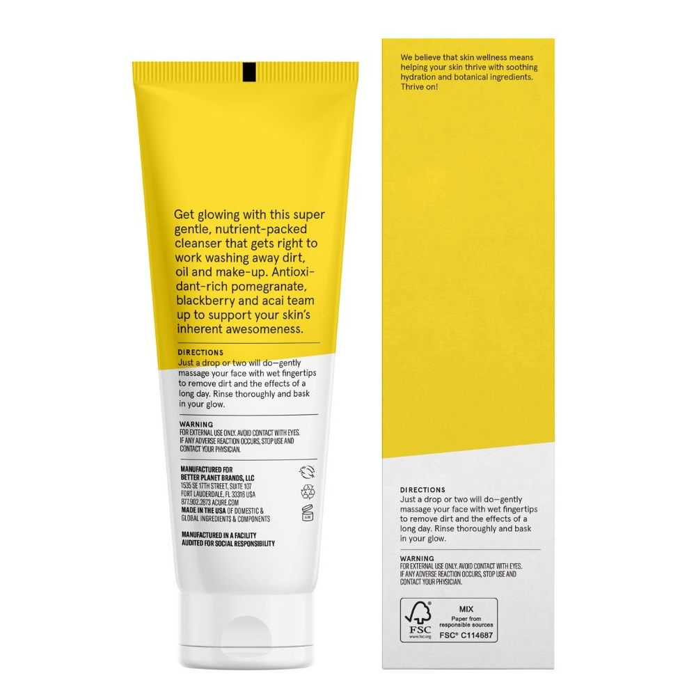 아큐어, 브라이트닝 클렌징 젤, 4 fl oz (118 ml)