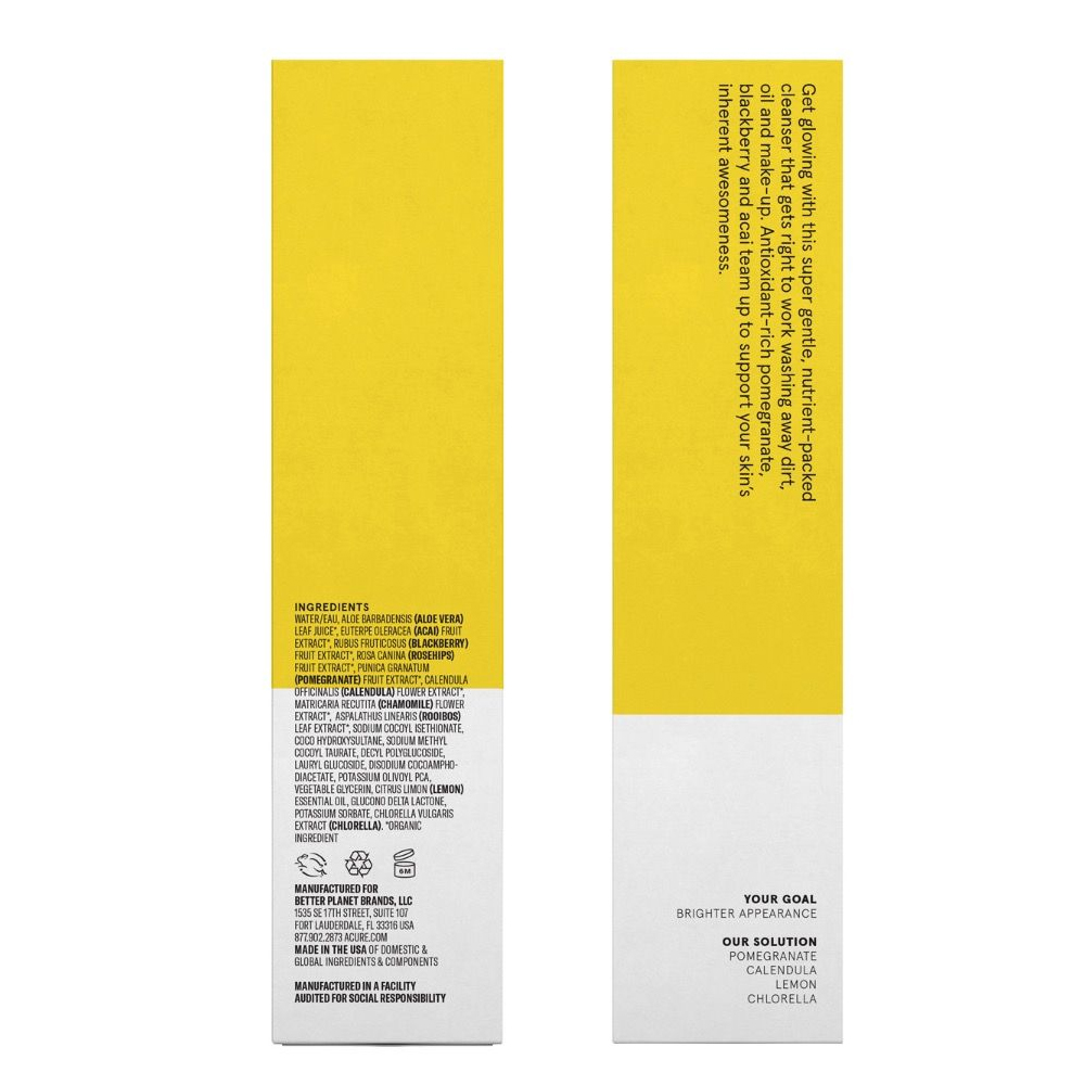 아큐어, 브라이트닝 클렌징 젤, 4 fl oz (118 ml)