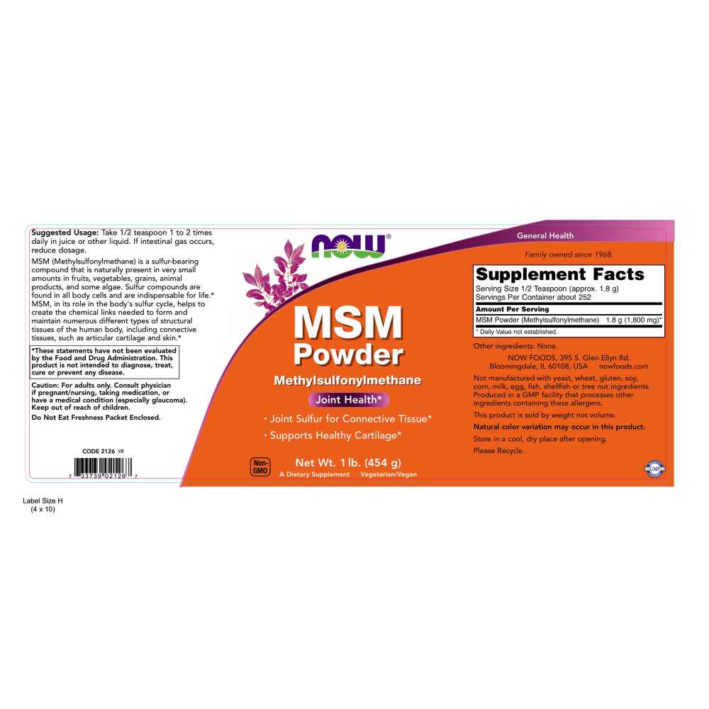 나우 Now, MSM 파우더, 1 lb. (454 g)