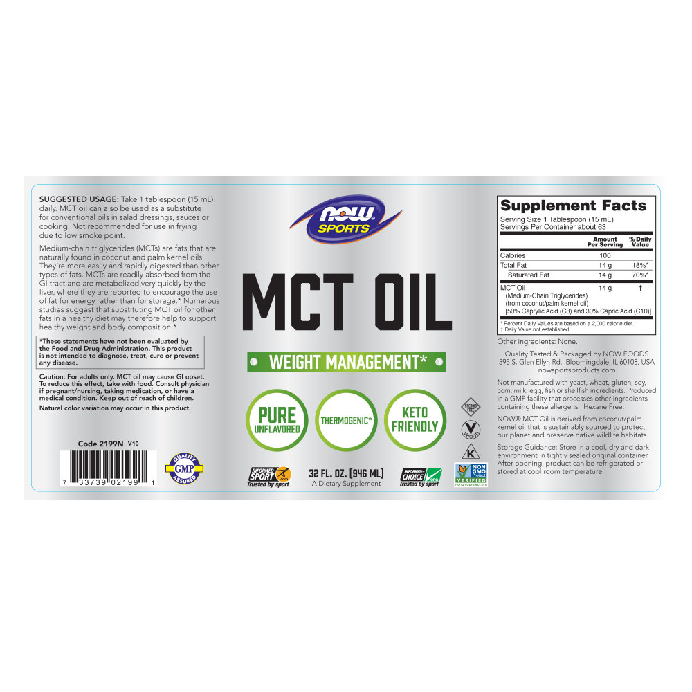  나우 Now, MCT Oil, 100 % 순수, 32 fl. oz. (946 ml)