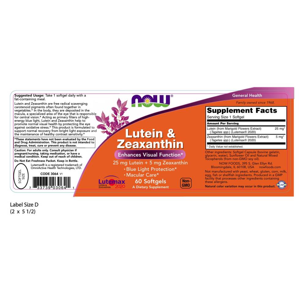  나우 Now, Lutein & Zeaxanthin, 60 소프트젤