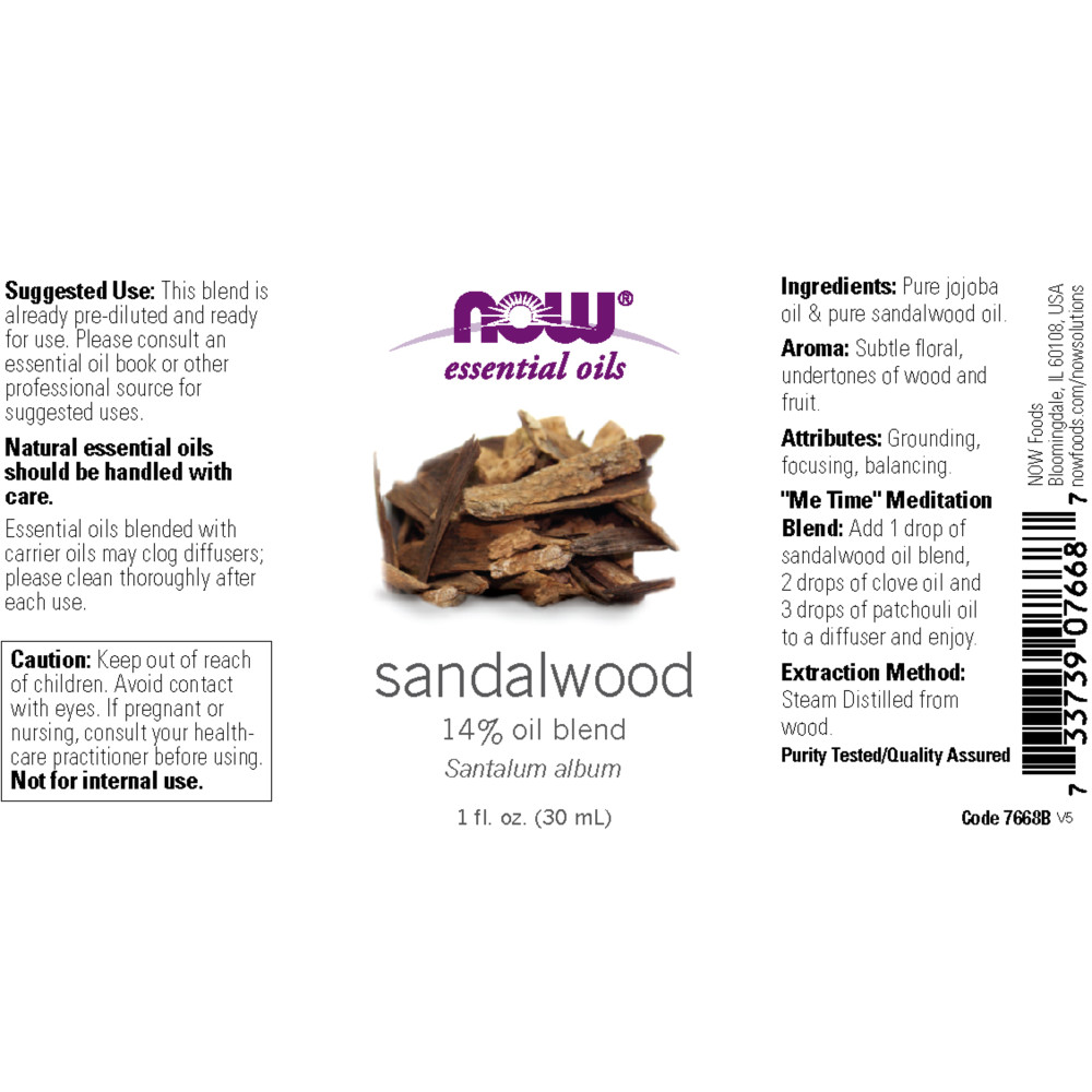 나우 Now, Sandalwood Oil Blend, 1 fl oz (30 ml)