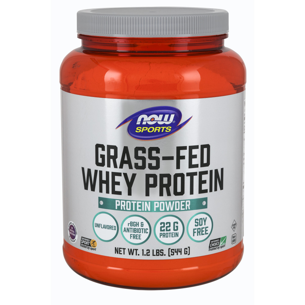 나우 Now, Grass-Fed 웨이 프로틴, 무맛 파우더, 1.2 lbs (540 g)