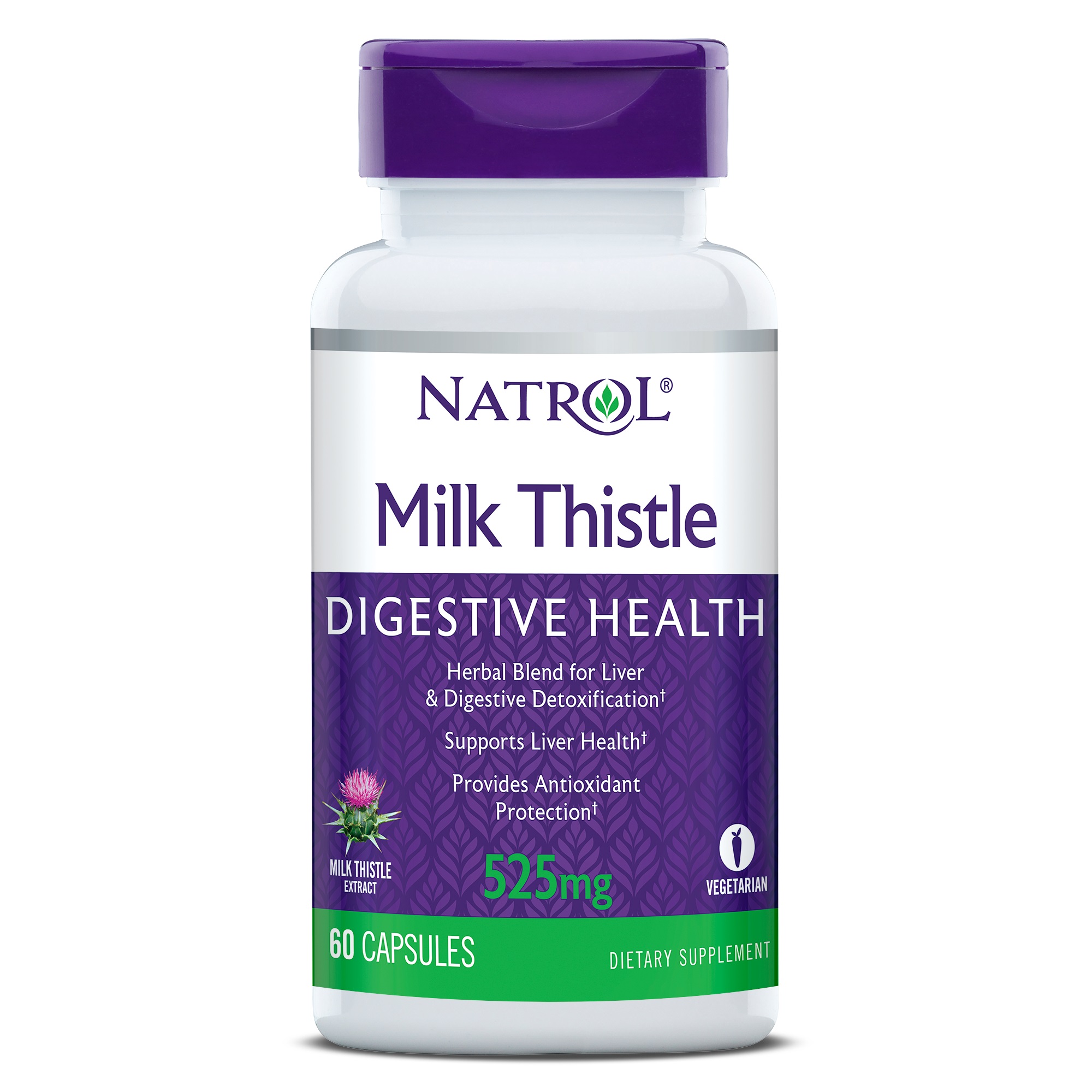 나트롤, 밀크 시슬, 525 mg, 60 식물성 캡슐