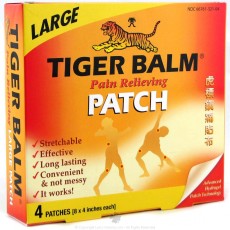 타이거 밤, Pain Relieving 파스, 4 Patches (8 x 4 in. Each)