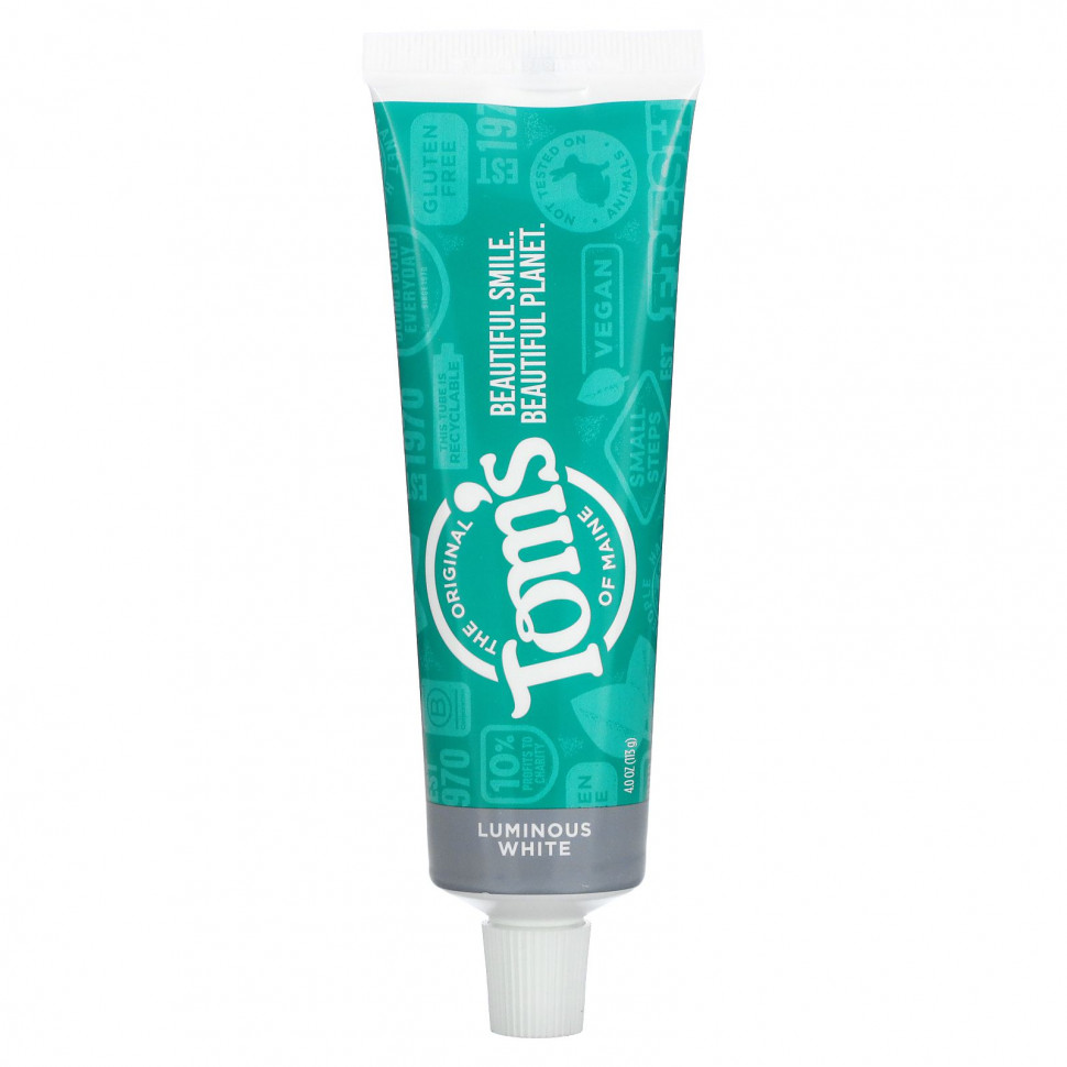 탐스오브메인, 루미너스 화이트, 불소 함유 충치 예방 치약, 클린 민트, 4온스 (113g)